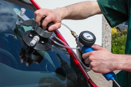 windshield being repaired